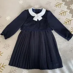【used品】卒園式・入学式　ネイビー 長袖 セレモニーワンピース 120㎝