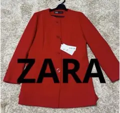 ZARA 赤 ボタン付きロングコート
