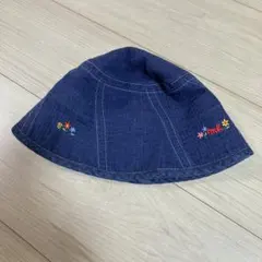 MIKI HOUSE デニムハット 52cm 花柄刺繍のサムネイル