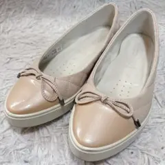 ECCO エコー レザーバレエシューズ 37 淡いピンク キルティング