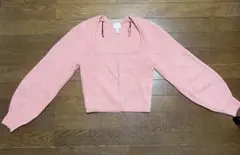 H&M ピンク 長袖 スクエアニット ニットセーター US XS
