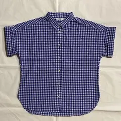 レディース半袖シャツ　白と青のギンガムチェック　ユニクロ　美品