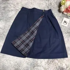 BURBERRY バーバリー　チェック　巻きスカート スカート ネイビー