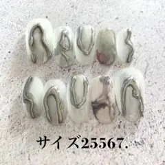 no115現品●ネイルチップ　ミラーネイル　ニュアンスネイル　個性派　白