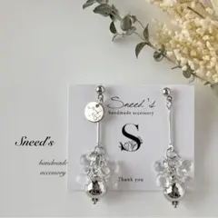 ▪シルバーコネクター×ドロップ＆ccbビーズ×メタルチャームピアス／イヤリング