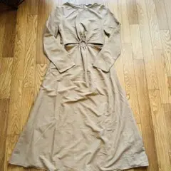 ZARA ワンピース　長袖　ミディ丈　ベージュ　XS