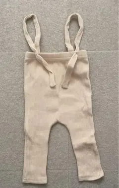 ベージュ リブ編み サロペット風レギンス80センチ