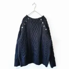 CRAFT クラフト【F】ケーブルニット ネイビー 長袖 ゆったり 冬服