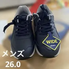 【ASICS】 ウェルネスウォーカー スニーカー ネイビー サイドジップ