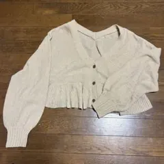 w closet 長袖カーディガン ベージュ クロップド丈