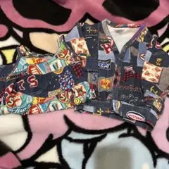 ヒスミニ パッチワーク　ワンピ　カーディガン