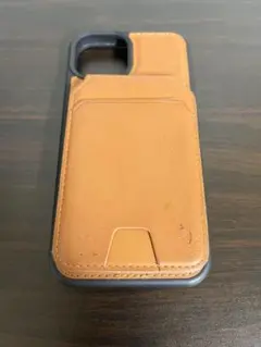 iPhone13用ケース ブラウンレザー手帳型 カードポケット付き