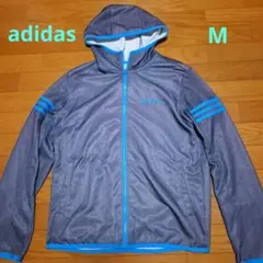 adidasNEO ドット柄　フード　フルジップジャケット　グレー　パーカー　M