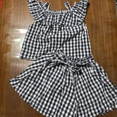 メゾピアノジュニア　チェック柄トップスとショートパンツ セット 140cm