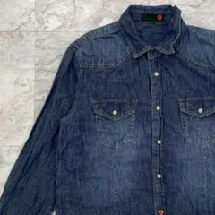 G by GUESSデニムシャツ　メンズ　XL　ブルー　コットン　長袖　襟