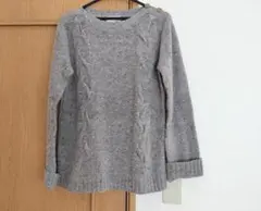 上質 SECOURS ローゲージ ウール80% ニットセーター グレー　M