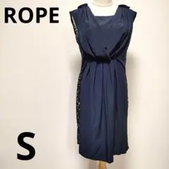 美品☆【ROPE　ロペ】背面レース刺繍ドッキングワンピース　ドレス　a760