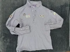 BEAMS GOLF 長袖ポロシャツ 青白ストライプのサムネイル