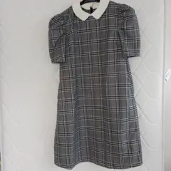 チェック柄半袖ミニワンピース