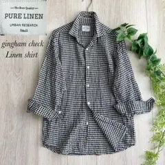 アーバンリサーチ シャツ ギンガムチェック リネン 麻 S ミニ襟 【美品】