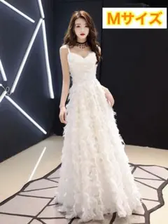 新品】フェザードレス 前撮り 二次会 ウェディングドレス 結婚式 M 白