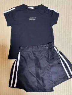 キッズ セットアップ 半袖Tシャツ キュロット ブラック