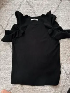 SNIDEL フリルニットプルオーバー ブラック