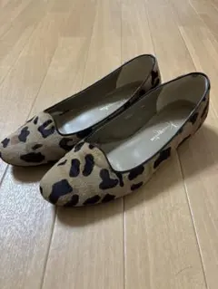 銀座かねまつ　レオパード柄 ハラコパンプス　24