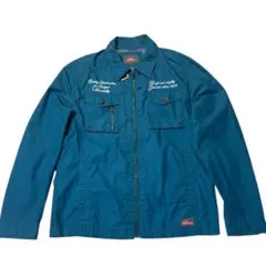 00s Dickies 刺繍ロゴ ワークジャケット ブルー　L