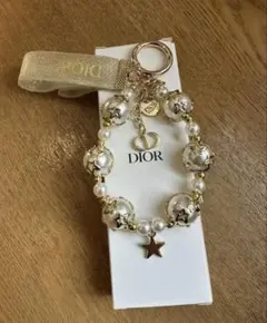 Diorキーホルダー キーリングノベルティ パール/星