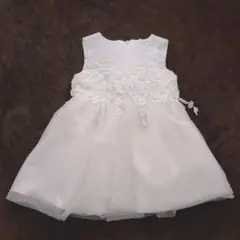 値下げ⭐︎キッズ フォーマルドレス 100㎝ 白 レース刺繍 結婚式 発表会