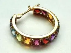 10K YG マルチストーンピアス 約19 ㎜ (片耳用) /ジュエリーツツミ 10K YG マルチストーンピアス 約19 ㎜ (片耳用) /ジュエリーツツミ