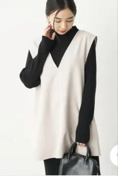 Vネック ジャンスカ ベスト earth music&ecology