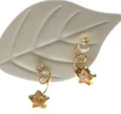 ✨K18ピアス／アクセサー／黃石／星／おしゃれ✨