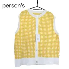 【新品タグ付】PERSON'S パーソンズ ニットベスト イエロー チェック Mのサムネイル