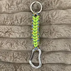 蛍光イエローのパラコードストラップ(キーリング)