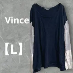 Vince 長袖Tシャツ L ネイビー/グレー