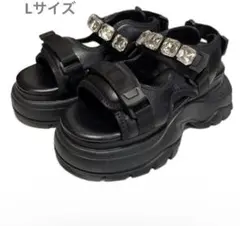 現行・極美品✨️】RANDA ビジュー スポーツサンダル M 厚底 ブラック
