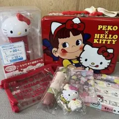 ハローキティ ペコちゃん　缶トランク　キーホルダー　ポーチ　まとめ売り　7点のサムネイル