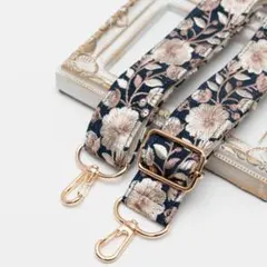 PM349￤インド刺繍リボン ショルダーストラップ デニム風布地