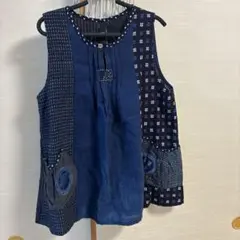 群言堂 登美 綿麻 リネン混 ノースリーブ カットソー タンクトップ 