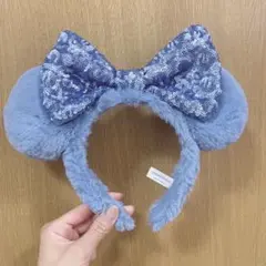 ディズニー カチューシャ ファー モコモコ 水色　ミニー