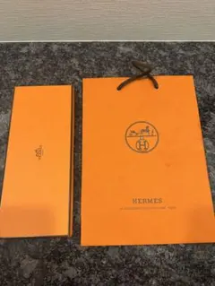 HERMES オレンジ ショップ袋とリボンセット