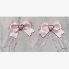 ピンク レース リボン ヘアクリップ 量産型 地雷系 ロリータ