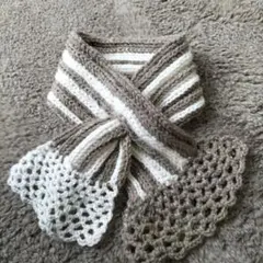 ストライプ編み込みマフラーラメ入り