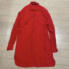 ZARA WOMAN 長袖ロングシャツ　レッド　S