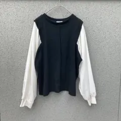 2359【LUNACION】M♡長袖カットソー 重ね着風 レイヤード風