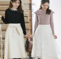 トッコクローゼット ピーチスキン フラワーレース リバーシブルスカート