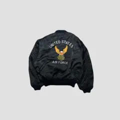 90s MA-1 US AIR FORCE 刺繍 モーターサイクル ブラック