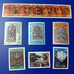 8594 外国切手 ネパール 1984年 神々 寺院 自然の風景 11種